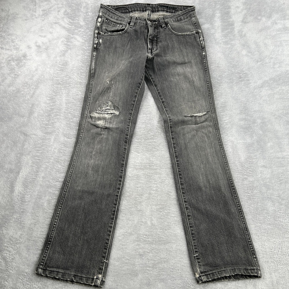 Volcom Slim Straight Jeans Size 28 Grey Distressed Skate Grunge Y2K Streetwear
